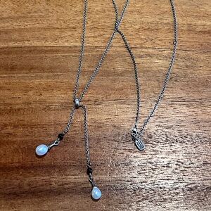 James Avery Cascading Pearls Onyx Necklace Black Sterling Silver Retired